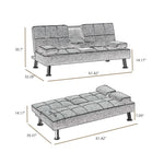 ZUN Modern Convertible Folding Futon Sofa Bed with2 Cup holders , Fabric Loveseat Sofa Bed with W58834776