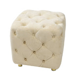 Beige Modern Velvet Upholstered Ottoman, Exquisite Small End Table, Soft Foot Stool,Dressing Makeup W1170103515