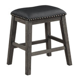 Gray Finish Set of 2 Counter Height Barstool Black Faux Leather Seat Nailhead Trim Casual Dining B01146330