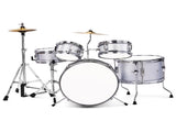 14"x10" 5-Pieces Junior Kids Drum Set Kit Pedal Drum Stick Wrench Drum Stool Silver 96527126