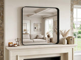 Bathroom Mirror 22"x30" Black Metal Frame Rectangle Vanity Mirror with Rounded Corners, Modern Wall 41875243