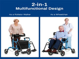 Practical Folding Rolling Walker Transport Wheelchair 05399623