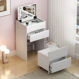 3 in 1 Vanity Desk with open Top Mirror,Small Make Up Vanity Set with Visible Glass Desktop,Compact W331P265782