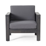 Outdoor Acacia Wood Club Chairs with Cushions, Dark Gray, 27.75"D x 32"W x 27.75"H 70692.00DGRY