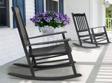 68.5*86*115CM Square Wooden Rocking Chair Wavy Backboard Black 40856754