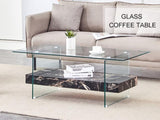 43.3-Inch Heavy-Duty Coffee Table with Tempered Glass Top Base 250LB Capacity,Double-Layer Storage,4 W1512P316956