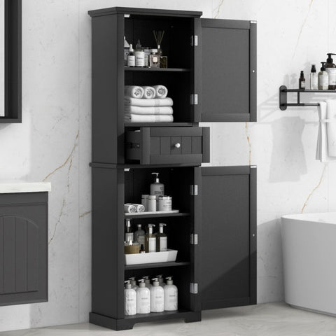 ZUN Tall Bathroom Storage Cabinet, Freestanding Storage Cabinet with Drawer and Adjustable Shelf, MDF WF312727AAB