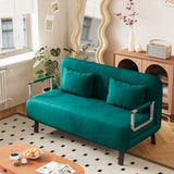 velvet Antique Green 55 Convertible Chair Bed, Tri-Fold Sofa Bed with Adjustable Backrest & Pillow, W1767P192809