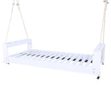 TOPMAX Twin Size Porch Swing Bed Seating Group, Patio Acacia Wood Swing Frame with Hemp Ropes for N717P210135K