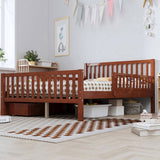 Full Size Wood Platform Bed with Guardrails on Both Sides and Two Storage Drawers, Walnut N733P172700D