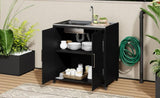 Outdoor Movable Kitchen Sink Patio Modular Kitchen Sink Station with Cabinet for Garden, Patio, N719P244793B