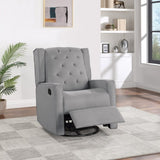 Contemporary Dark Gray Color Polyfiber Swivel Recliner Chair 1pc Manual Motion Wing Back Tufted B011P184988