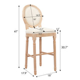 Hengming French Country Wooden Barstools With Upholstered Seating , Beige and Natural,set of 2 W212P185932