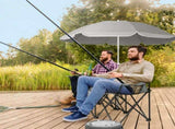 Portable Outdoor 2-Seat Folding Chair with Removable Sun Umbrella Grey 17431575