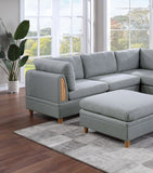 Living Room Furniture Corner Wedge Light Grey Dorris Fabric 1pc Cushion Wedge Sofa Wooden Legs B01147397