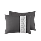 8 Piece Embroidered Comforter Set Dark Grey Queen B035P266658