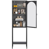 ZUN Metal Glass Door Display Storage Cabinet - 5-Tier Cube Bookshelf Storage Cabinet with 3 Adjustable W2735P186327