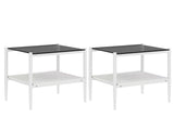 Set of 2 Rectangle End Table, Tempered Glass Tabletop with MDF layer, Modern Table for Living Room , W241P184250