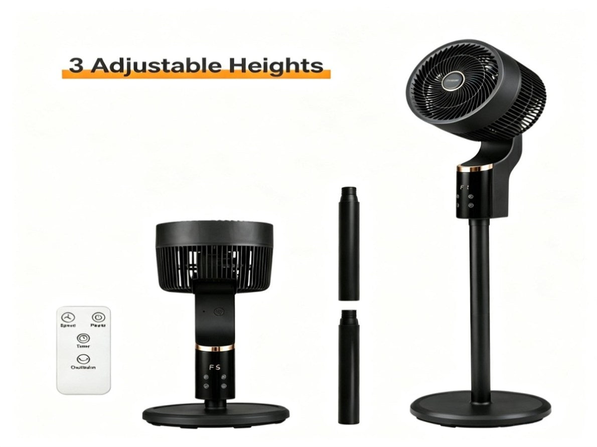Black Portable Air Circulator Fan, 70° Horizontal Oscillation & 90 ...