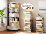 6 Tier Rotating Bookshelf, 360&deg Display Round Spinning Bookshelf with Wheels and Drawer, 85969050