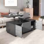 ZUN Modern Gray Multi-functional Rectangle Lift-top Coffee Table Extendable with Storage WF307466AAG