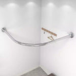 ZUN L Shape Extendable Shower Curtain Rod No Drill Bathroom Curved Corner Telescoping Rail Bar 304 09848627