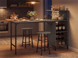 3PCS Bar Table & Stools Set, Wine Storage , Oak 48989205