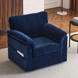 33 Inch Oversized Swivel Corduroy Lounge Chair - Plush Cushioned Armchair for Living Room, Bedroom, W1829P265013