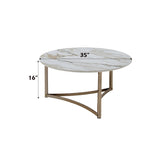 ZUN ACME Aziz Coffee Table, Sintered Stone Top & Champagne Finish LV02825