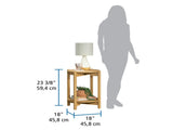 Round Modern Dowel End Table, Natural Teak Finish 81797613