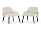 Indoor Dining Chair Set of 2, Beige & Yellow Two-Tone Fabric Armchair with Sturdy Frame, Modern N779P370716B