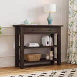 ZUN TREXM Retro Console Table with Drawer and Two Sturdy Shelves for Entryway, Living Room N715P195561P