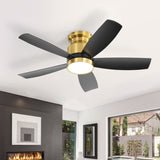 42 Inch Flush Mount Ceiling Fans with LED Light 22W and Remote Control 5 ABS Fan Blades for Bedroom W934P303155