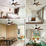 ZUN 54 Inch Indoor Ceiling Fan With Dimmable Led Light ABS Blades Remote Control Reversible DC Motor For W934P214631