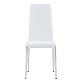 Modern White PU Dining Chairs Set of 4 - Diamond Quilted High Back Design with Silver Chrome Metal W2920P269762
