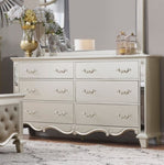 ZUN Glamorous Champagne Finish Dresser of 6 Drawers Textural Panels Traditional Luxury Bedroom Furniture B011P207854