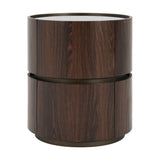 MDF ITALIAN HIGH-GRADE DOUBLE-LAYER STORAGE ROUND SIDE TABLE, BROWN AND BLACK COLOR N770P281243B
