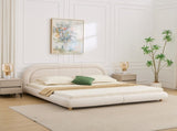 King Size,Modern Curved Upholstered Low Profile Platform Bed with Rounded Headboard W5632P452160