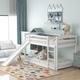 ZUN Twin over Twin Bunk Bed with Convertible Slide and Ladder , White 27135813