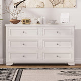 ZUN 6 Drawers Elegant Design Wooden Dresser, Retro Style Storage Cabinet with Metal Handles for Bedroom, N733P199705K