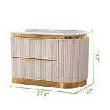 Gold Detailed Right 2-Drawer Nightstand made with Wood in White B00955978