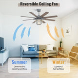 52-Inch Large Ceiling Fan With 8 Plywood Walnuted Blades,Quiet DC Motor,Glass Lampshade,3 W934P359532