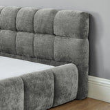 King size Upholstered Bed Frame Thick Fabric, Chenille Fabric Grounded Queen Size Platform Bed W487P246688