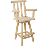 Rustic Bar Stool - Fir Wood Construction, Chair with Footrest,Wide Armrest, Rustic Kitchen Stool, W465P221175