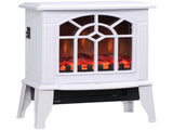 White Electric Fireplace Heater, Freestanding Stove with Realistic Flames, Overheating Protection & 07595653