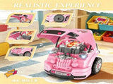 Pink Kids Mechanic Truck Engine Toy Set Interactive Car Service Play Set for Toddlers 14781785