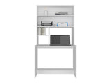 Motley Computer Hutch Desk, Lower Shelf, Four Shelves, White B097P474289