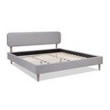 Diego Low Upholstered Platform Bed, King, Light Grey Polyester B2719P238662