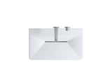 Modern Wall-Mounted Solid Surface Pedestal Sink, One-Piece Floating Bathroom Vessel Sink with Hidden W2753P478789