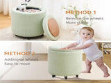 Storage Ottoman Foot Rest Round Footstool Teddy Velvet Footrest Multifunctional Rolling Stool Coffee 23593543